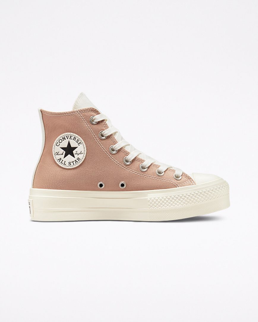 Sapatos Plataforma Converse Chuck Taylor All Star Lift Tri-Panel Cano Alto Feminino Abricó Cinzentas | PT V010T73